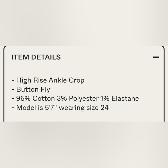 RE/DONE 90's High Rise Ankle Crop Size 24 - Picture 5 of 5